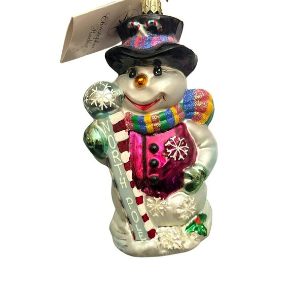 Vintage Christopher Radko 2000 Northern Frost Glass Snowman Ornament 00-043-0